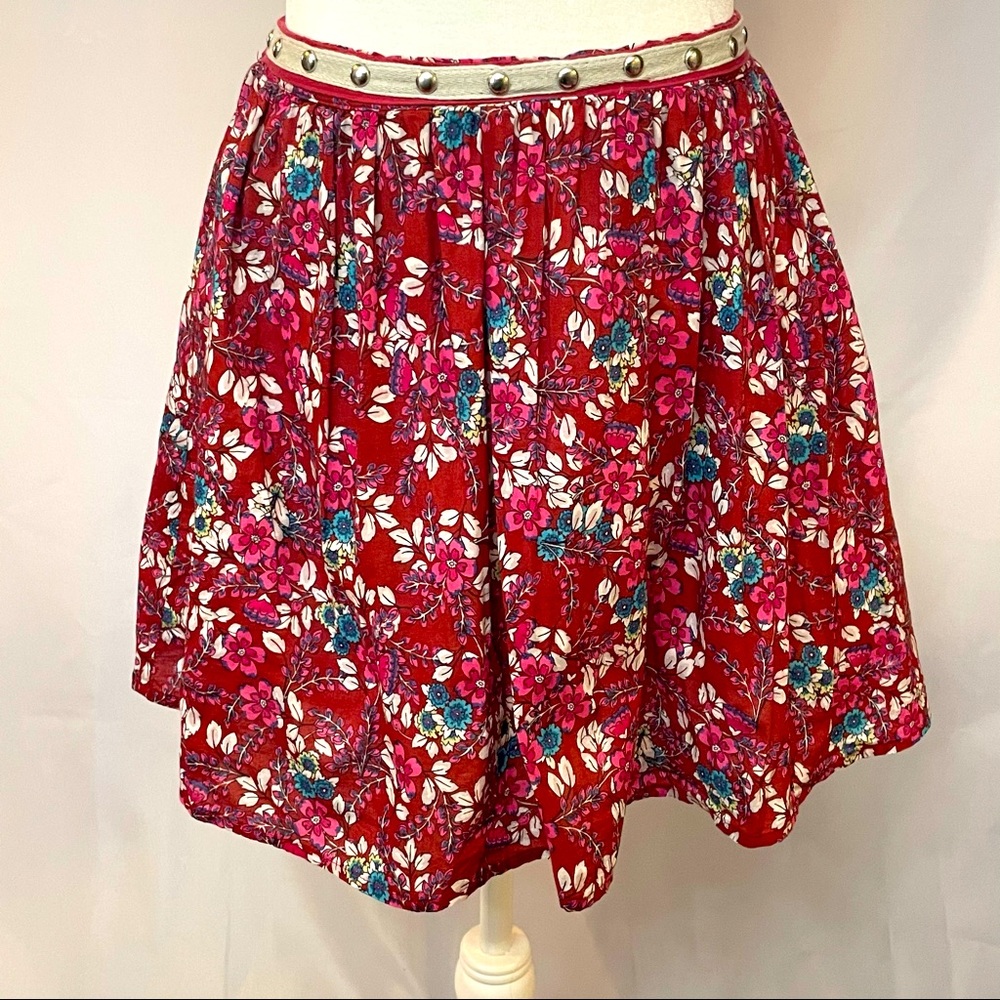 Lily White Red Floral Studded Skirt